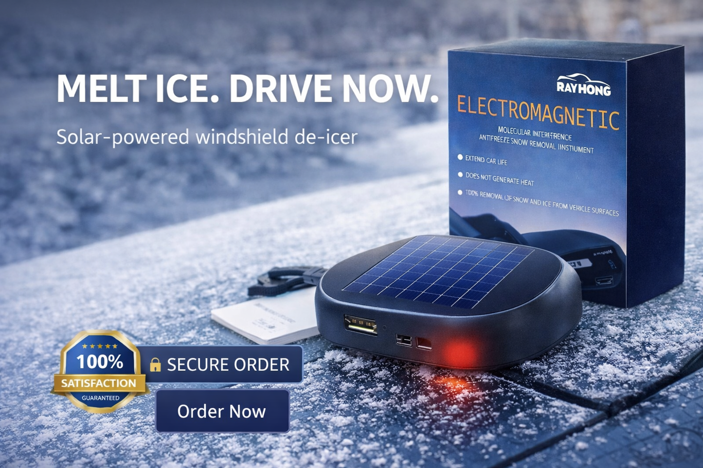 Solar Windshield De-Icer Antifreeze Device - Automatic Solar Windshield Ice Remover Hands-Free